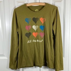 🍄 Life is Good Heart Pattern Long SleeveT-Shirt